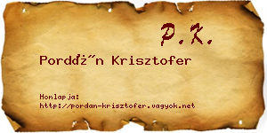 Pordán Krisztofer névjegykártya